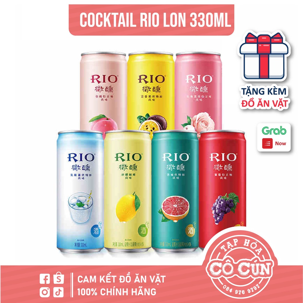 Cocktail Hoa quả cao cấp RIO - Lon 330ml độ cồn 3% - đủ 9 vị cực hot, cực trendy, ngon và dễ uống