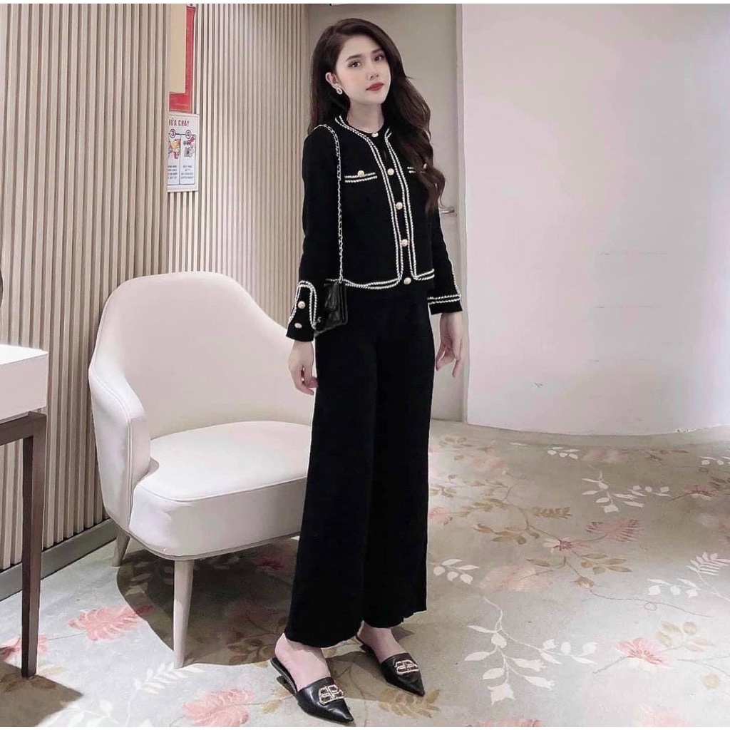 Set len nữ hàng quảng châu loại 1 chất len dày dặn siêu ấm