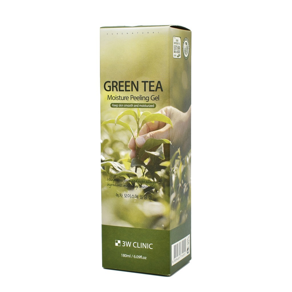 Gel tẩy da chết chiết xuất trà xanh 3W CLINIC Green tea Moisture Peeling Gel 180ML