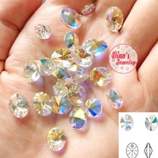 Hạt Pha Lê Swarovski 6028 Oval Pendant - Size 8mm và 10mm - Màu 001AB