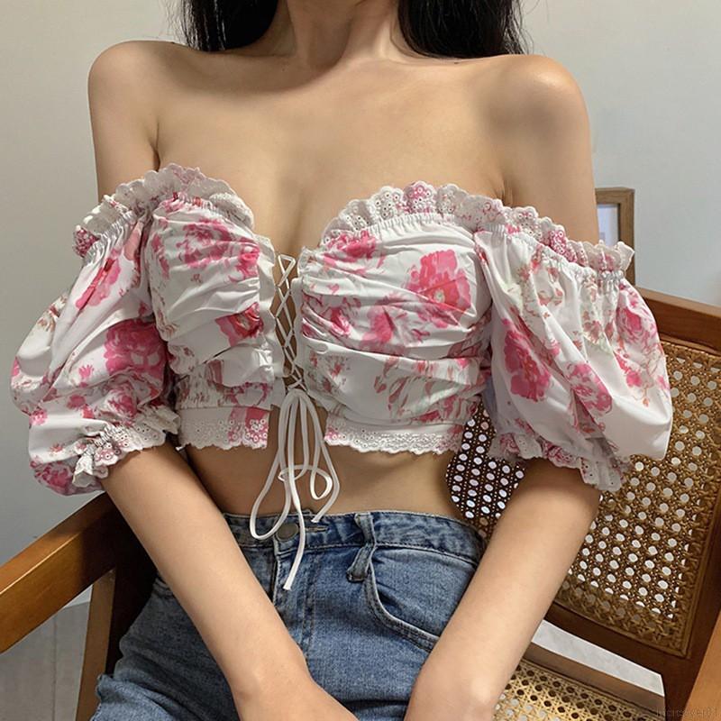 Áo Croptop Họa Tiết Hoa Quyến Rũ Dành Cho Nữ | BigBuy360 - bigbuy360.vn