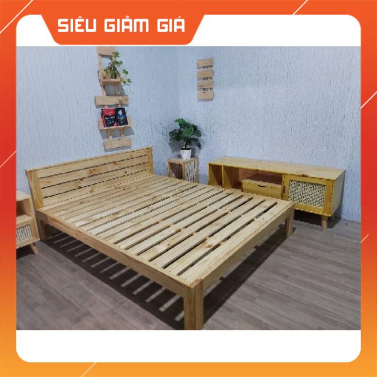 (Xưởng Nhà Làm) GIƯỜNG NGỦ GỖ THÔNG CAO CẤP 1.6x2M