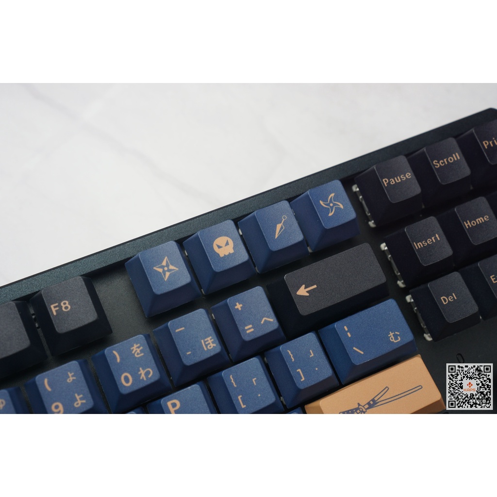 Keycap Blue Samurai - profile CHERRY - keycap PBT - Dyesub - 129 nút cho bàn phím cơ Leopold, IKBC, Edra, RK, Dareu