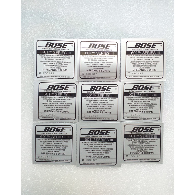 Tem Loa Bose 601 Seri III Decal Dán Mặt Sau Loa