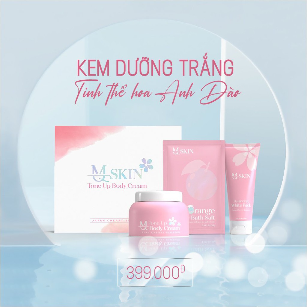 (Set 3 Món) Kem dưỡng trắng da chiết suất Hoa Anh Đào Tone Up Body Cream MQ SKIN