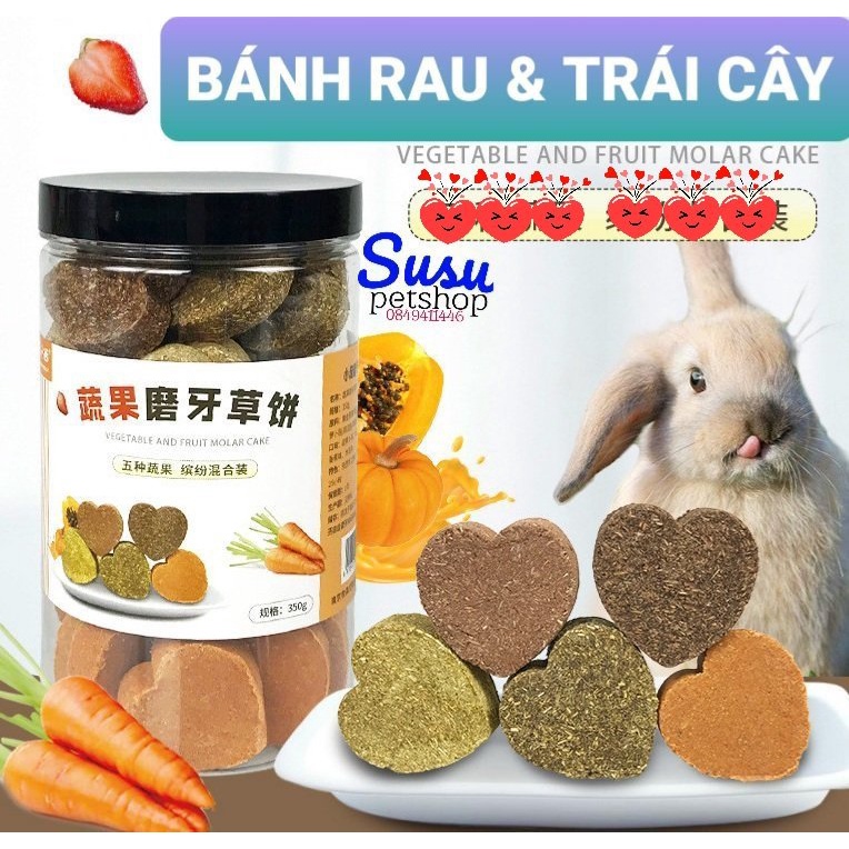 Bánh cỏ thảo mộc (hủ 200gr mix 3 loại)cho Thỏ, Bọ và Chinchilla, Hamster