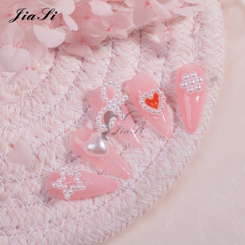 Set 10 charm tim nơ trang trí móng