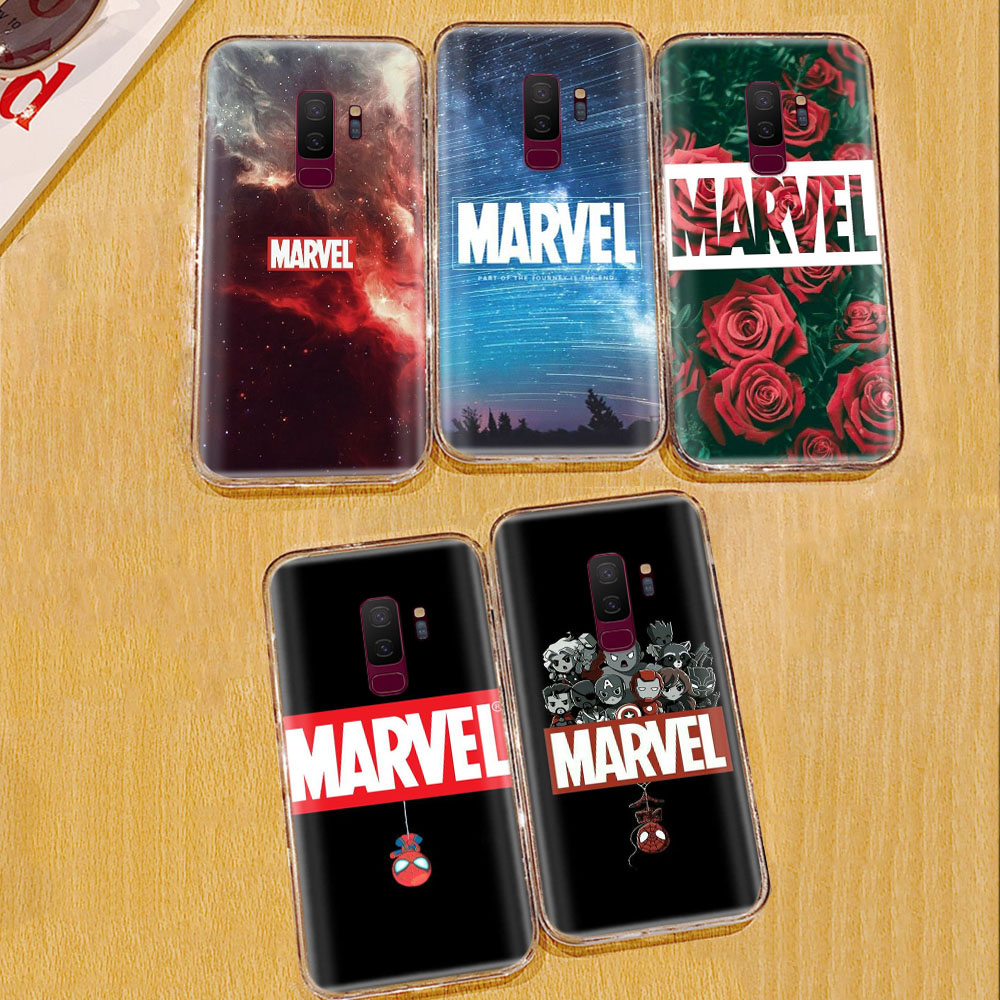 Ốp điện thoại trong suốt họa tiết Marvel Ta6 cho Samsung Galaxy S6 S7 Edge S8 S9 Plus A52 A12