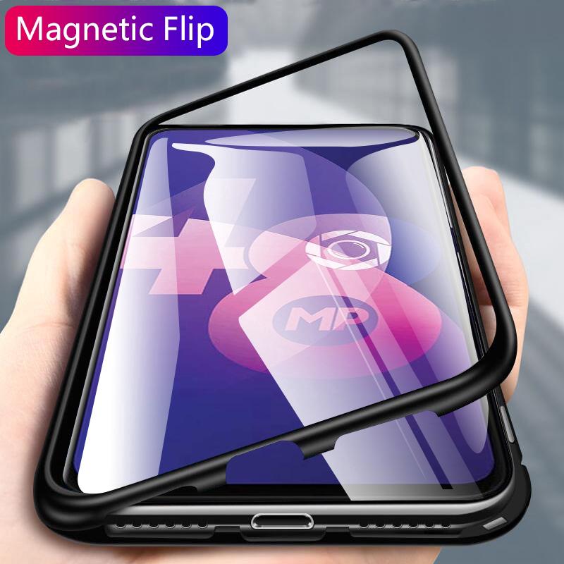 Tempered Glass Magnetic Phone Case For OPPO A9 A5 2020 F11 Pro F9 F7 Reno A3S A5S A7 Back Cover