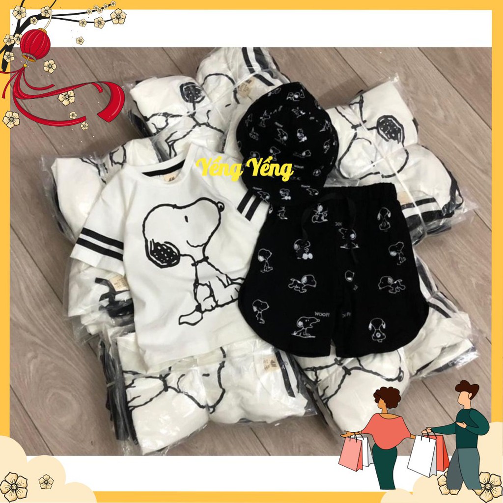 SBT130 - BỘ ĐÙI BÉ TRAI ÁO TRẮNG CÚN QUẦN ĐEN KO KÈM MŨ