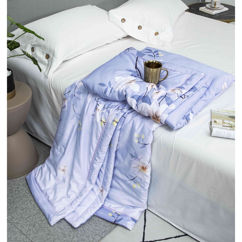 Chăn Hè Siêu Gọn Nhẹ Chất Liệu Cotton Poly Thấm Hút Mồ Hôi Tốt , Chần Bông 3 Lớp Dày