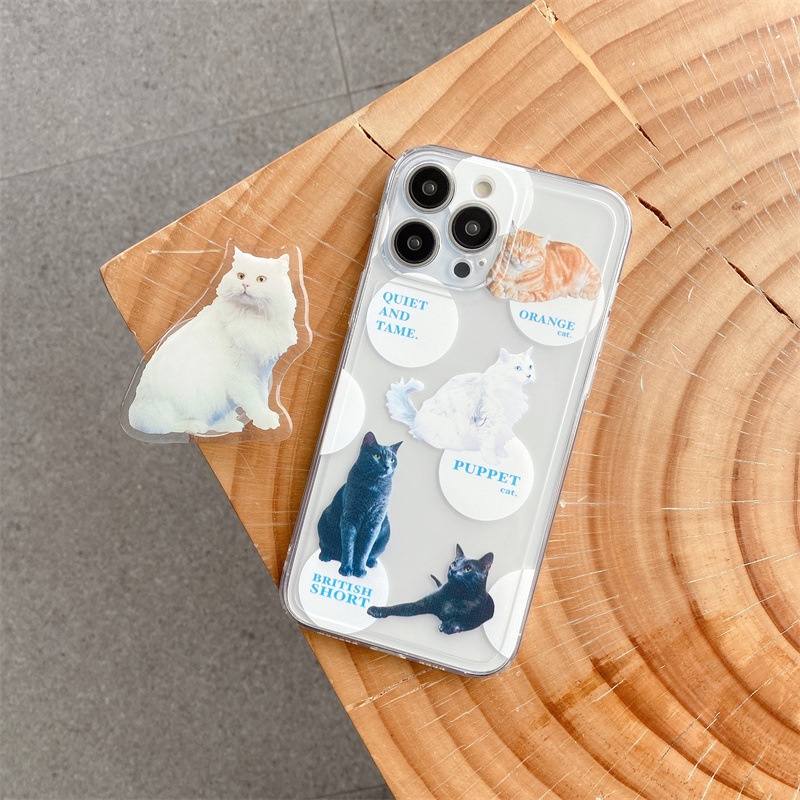 Ốp Điện Thoại TPU Mềm Có Đế Đỡ Hình Mèo Cho Iphone 7 8 PLUS X XR XS 11 12 13 PRO MAX SE 2020