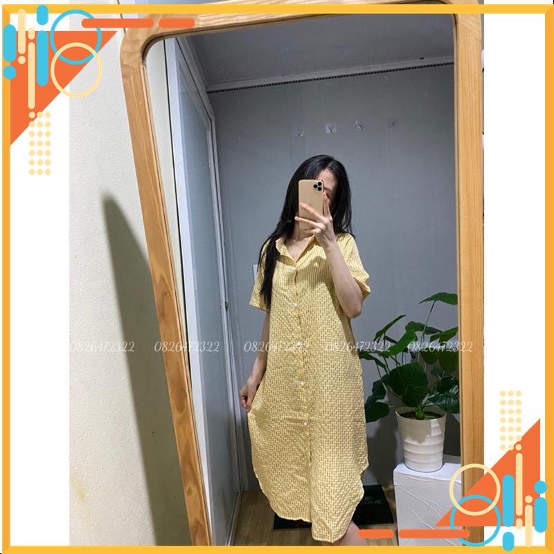Váy sơ mi thanh lịch, váy đầm ullzang tay ngắn, dầm suông caro, váy suông kẻ cổ đức chất mềm mát nhẹ 4 màu MSP64816 | BigBuy360 - bigbuy360.vn