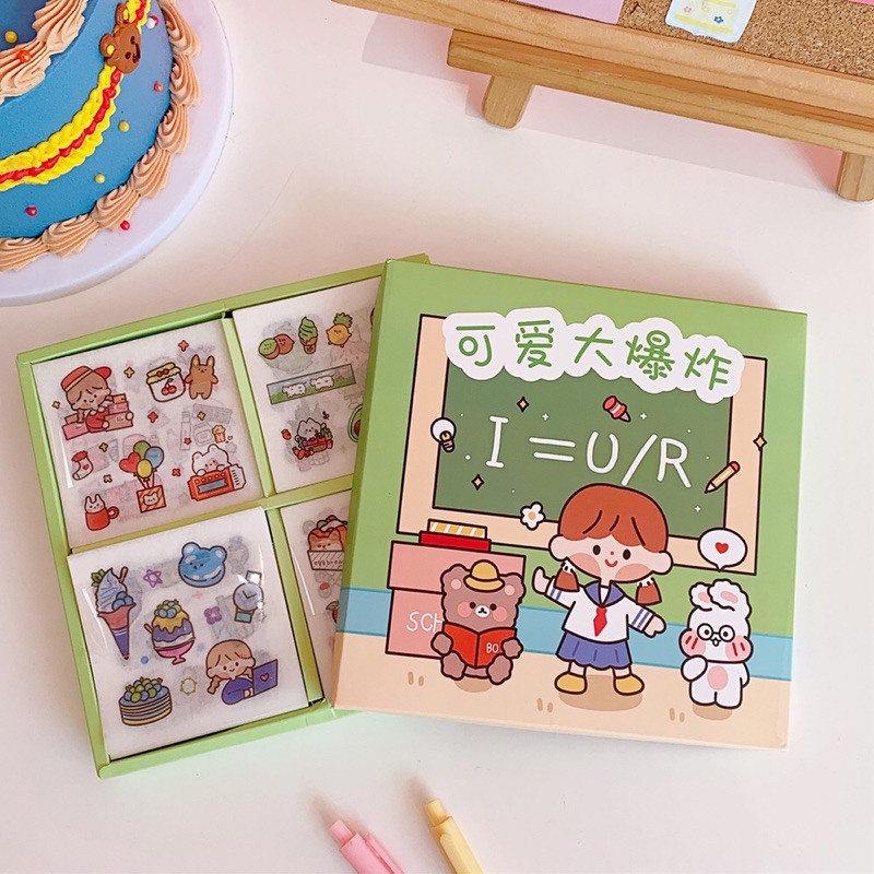 1 tấm sticker cute chủ đề Em Đến Trường Học Bao Điều Lạ