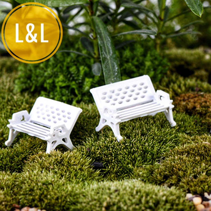 Tiểu cảnh Ghế trắng làm phụ kiện trang trí sen đá, xương rồng, terrarium, trang trí tiểu cảnh, chậu cây