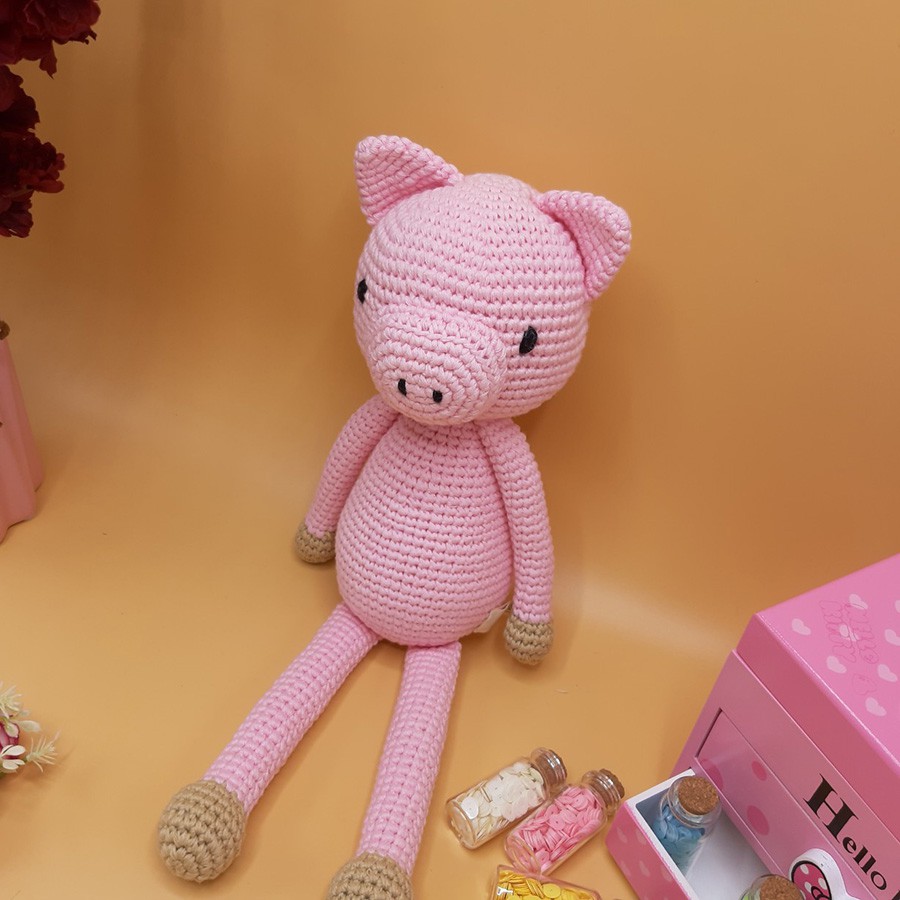 Gấu bông handmade - Lợn Piggy Ehon quà tặng thú len nhồi bông siêu dễ thương cho bé - SP000283