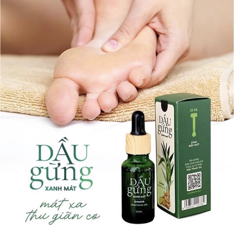 Dầu gừng Xanh mát Nuna 20ml (chai nắp bóp) -Mộc Thanh Trà- dầu gừng lưu thông khí huyết,tăng vận chuyển máu, thư giãn cơ