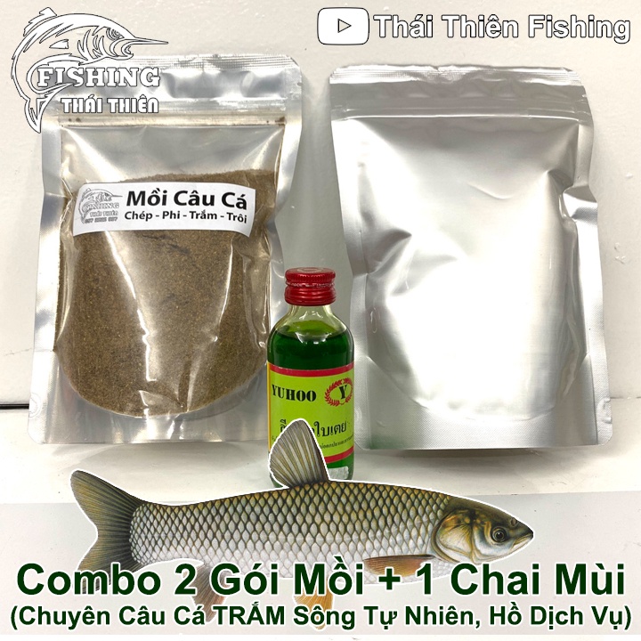 Combo 2 Gói Mồi, 1 Chai Tinh Mùi Thái Lan Dùng Câu Cá Trắm