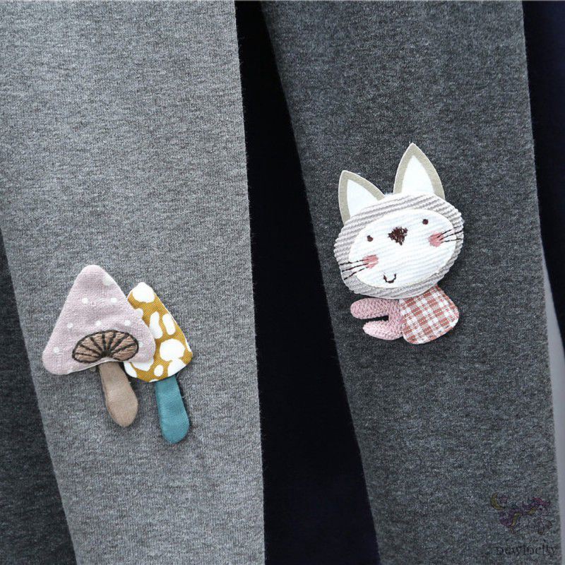 Quần Legging Cotton Thêu Họa Tiết Hoạt Hình Đáng Yêu Cho Bé Gái