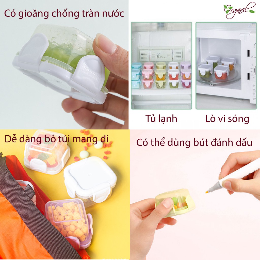 Hộp Trữ Đông Đồ Ăn Dặm Cho Bé 60ml Có Nắp An Toàn Cho Bé - Hộp Trữ Đông Đồ Ăn Dặm Tiện Lợi - Orgavil