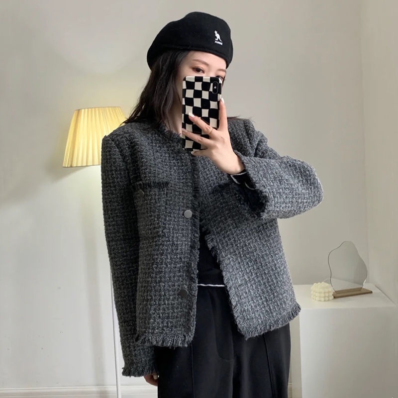 [Spot] Áo Khoác Vải tweed Mỏng Dáng Rộng Thời Trang Xuân Thu Hàn Quốc Dễ Phối Đồ Cho Nữ Xiaoxiangfeng