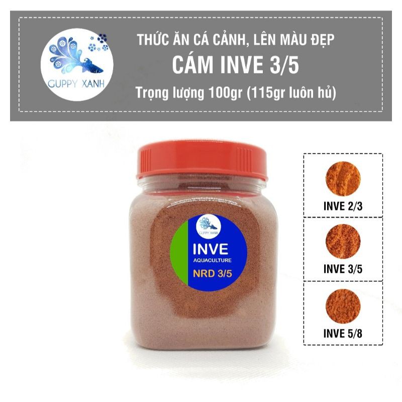 50gr Cám Thái INVE 3/5 | Thức Ăn Cao Cấp Cho Cá Guppy, Betta Guppy Xanh