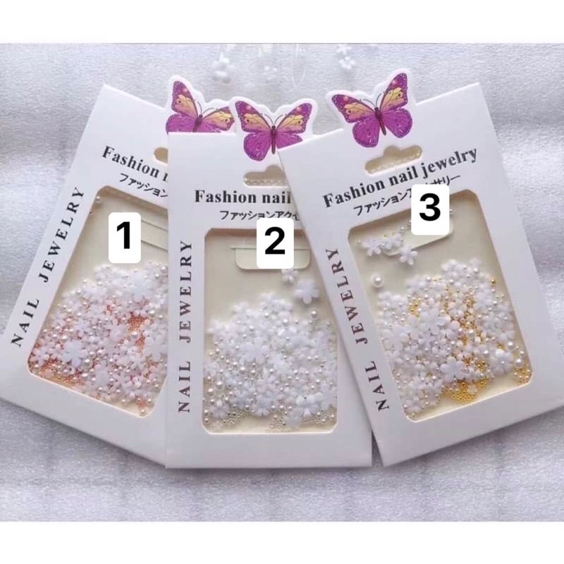 Phụ kiện hoa nhí mix bi trang trí móng- phụ kiện nail