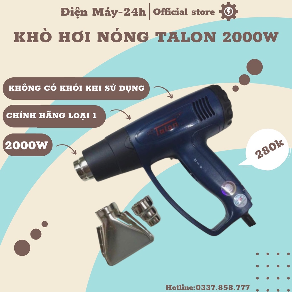 Máy khò hơi nóng Talon 2000W- Hàng loại 1, bảo hành 3 tháng, bọc màng hoa quả,dán nilon,đề can,...