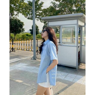 Set sơmi nút tà + quần short trắng