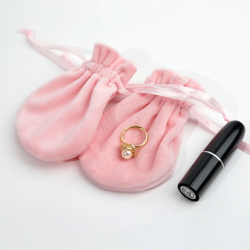 Túi Dây Rút Đựng Trang Sức Bằng Vải Nỉ Màu Hồng