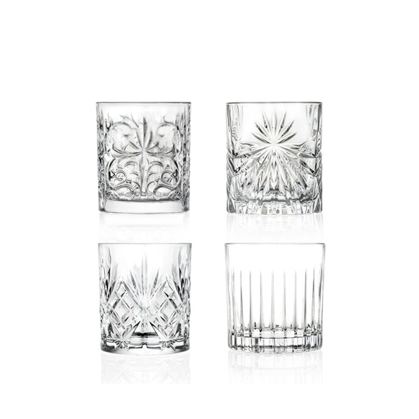 Ly cocktail pha lê RCR Mixology Rock &amp; Hi Ball - 310ml ~ 440ml  [Hộp 04 ly khác nhau - Made in Italy] - Chiếc lẻ