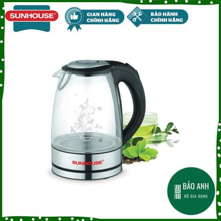 Ấm Siêu Tốc Thủy Tinh, Bình Đun Siêu Tốc Sunhouse SHD1217 Cao Cấp Dung Tích Lớn Giúp Pha Trà, Pha Cà Phê, Nấu Mì