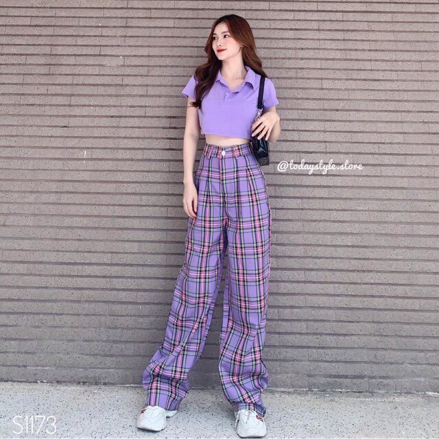 QUẦN CARO TÍM NHẠT DÀI 100CM (ảnh thật/sẵn)! | BigBuy360 - bigbuy360.vn