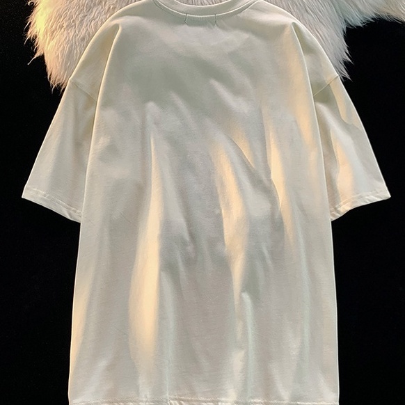 Áo Thun Tay Ngắn Form Rộng Họa Tiết Thêu Theo Phong Cách Preppy Retro