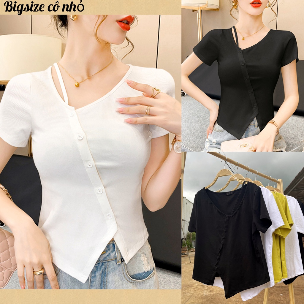 Áo Thun Kiểu Bigsize Nút Xéo Lên Phom Dễ Thương Che Bụng Cực Tốt  A35