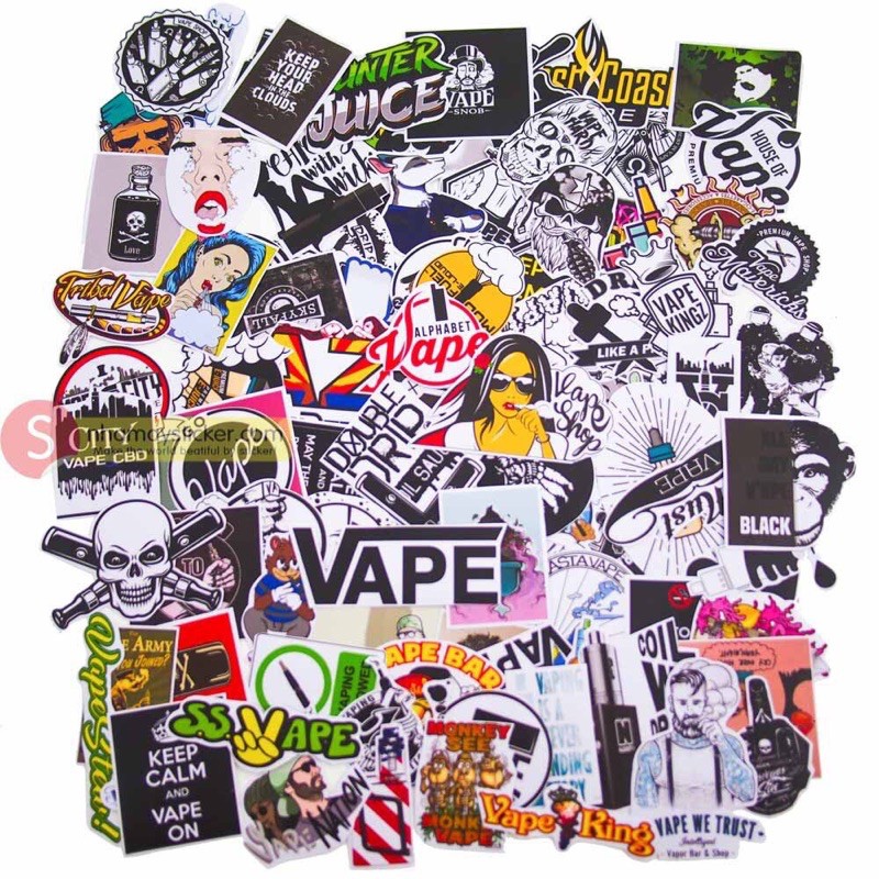 combo 30-60 sticker dán vape ép lụa chống xước chống nước / hình dán vape