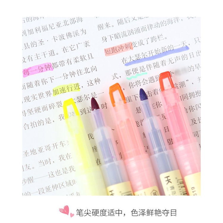 Korean Stationery Acrylic Candy-Colored Double-Headed Highlighter Student Color Graffiti Pen Office Key Marker