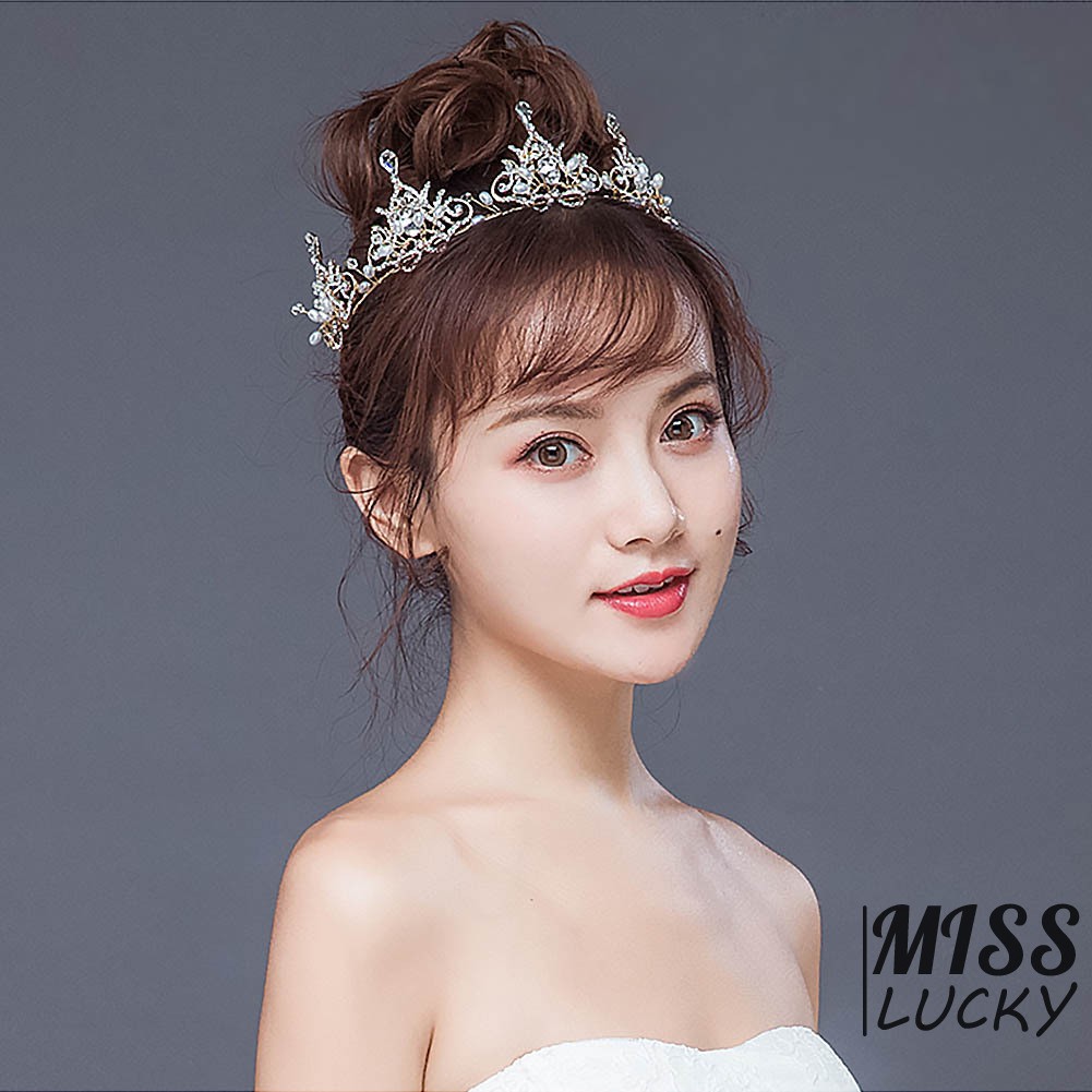 Vương miện cô dâu đính đá và ngọc trai sang trọng
