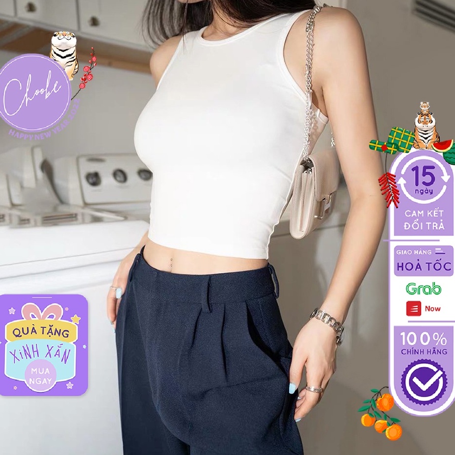 Áo croptop nữ TATO C.03 sát nách ba lỗ thun không tay kiểu ôm body tank top vải cotton co giãn tốt
