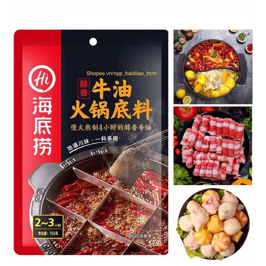 Gói Lẩu Haidilao chuẩn vị nhà hàng dùng nấu tại nhà.