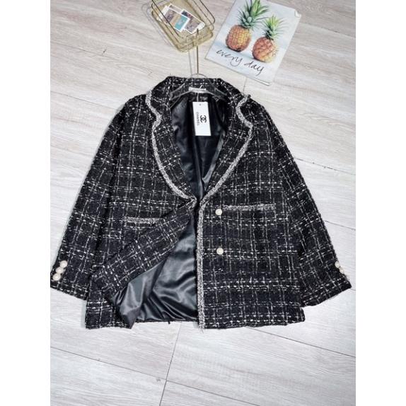 ÁO DẠ TWEED KẺ CỔ VEST CHẠY VIỀN DÂY NHŨ SIÊU XINH
