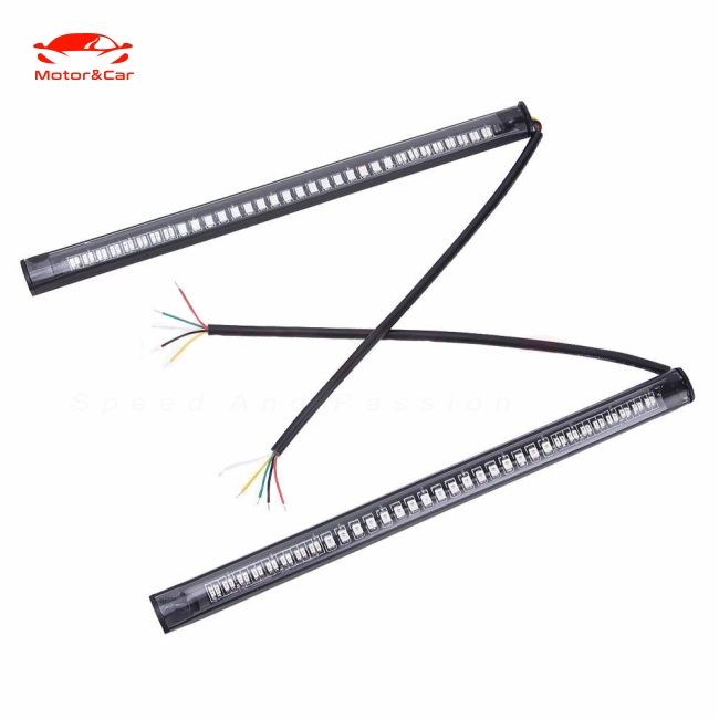 2X Universal Motorcycle flexible 48 LED Light Strip 8'' Steering Signal Tail Light Bar