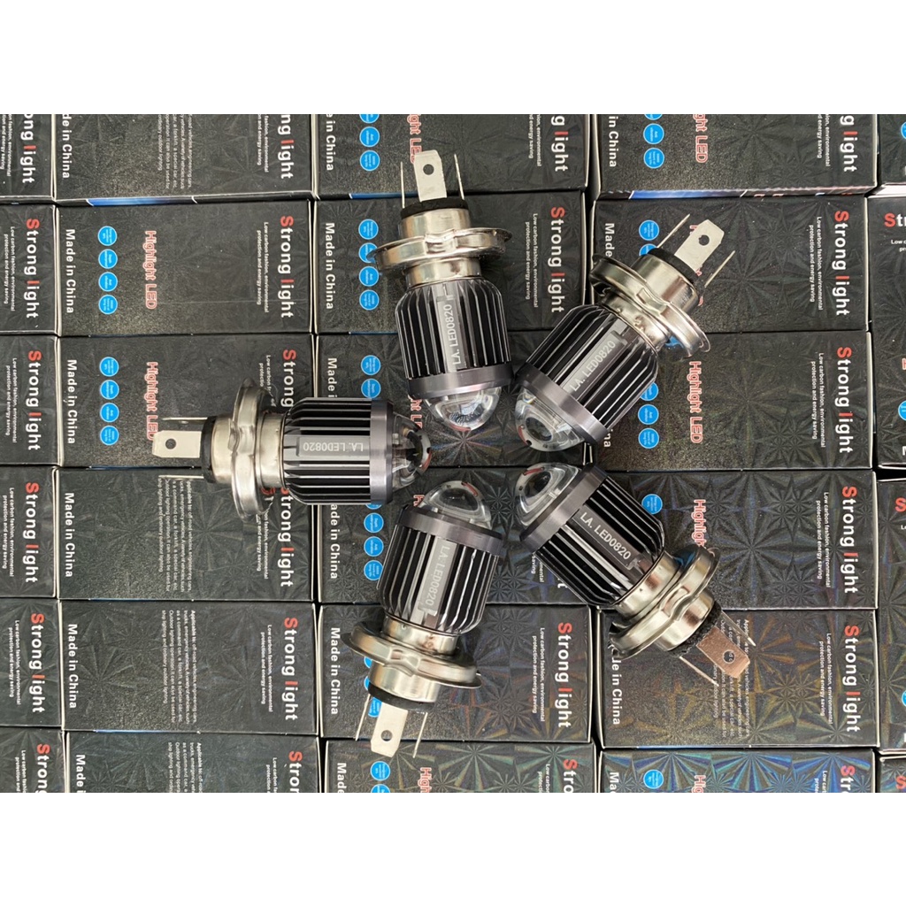 Bóng Đèn Pha Bi Cầu Mini Chân H4 Siêu Sáng , 2 Chế Độ Vàng Và Trắng, Lắp Wave, Sirius, Exciter, Lead, Sh