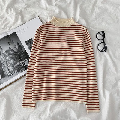 Áo len cổ cao kẻ ngang dài tay ulzzang 9420