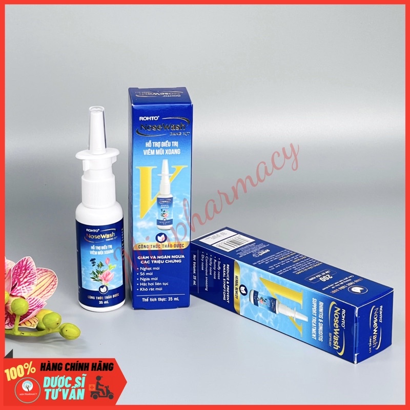 Xịt hỗ trợ viêm mũi xoang Rohto NoseWash Spray 35ml - Minpharmacy