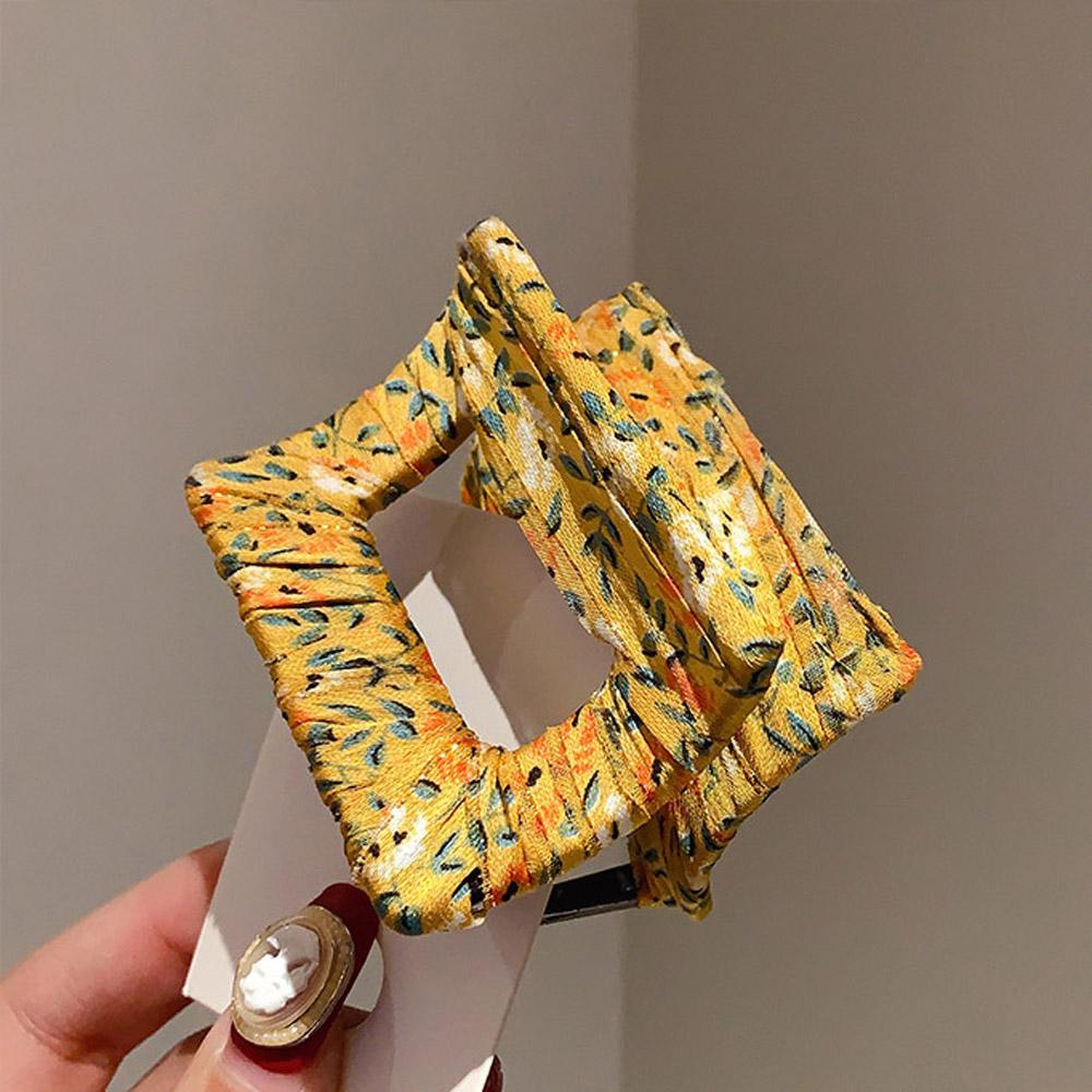 Kẹp Tóc Cá Mập Hình Vuông Lớn Bằng Vải In Hoa Cho Nữ