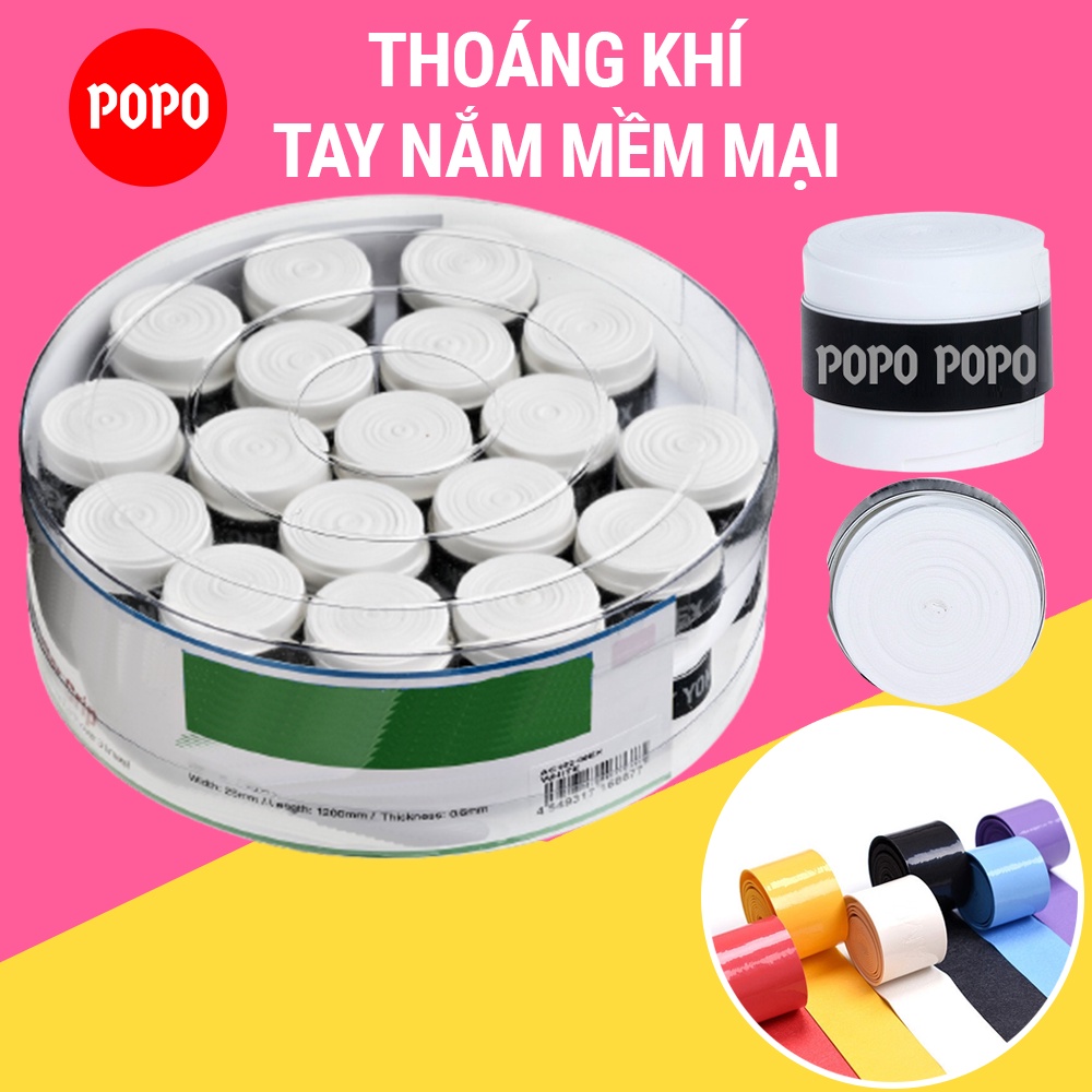 Quấn cán vợt, cuốn cán vợt (Hộp 30 cái) cầu lông tennis POPO OG1 quấn vợt, cuốn cán có lỗ thoáng khí, gân chống trơn