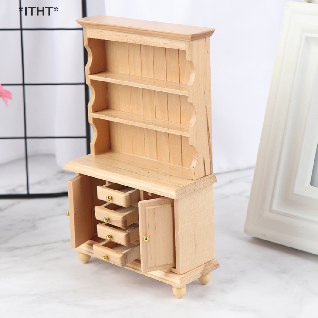 Kệ Sách / Tủ Nội Thất Bằng Gỗ Tỉ Lệ 1: 12 Trang Trí Nhà Búp Bê