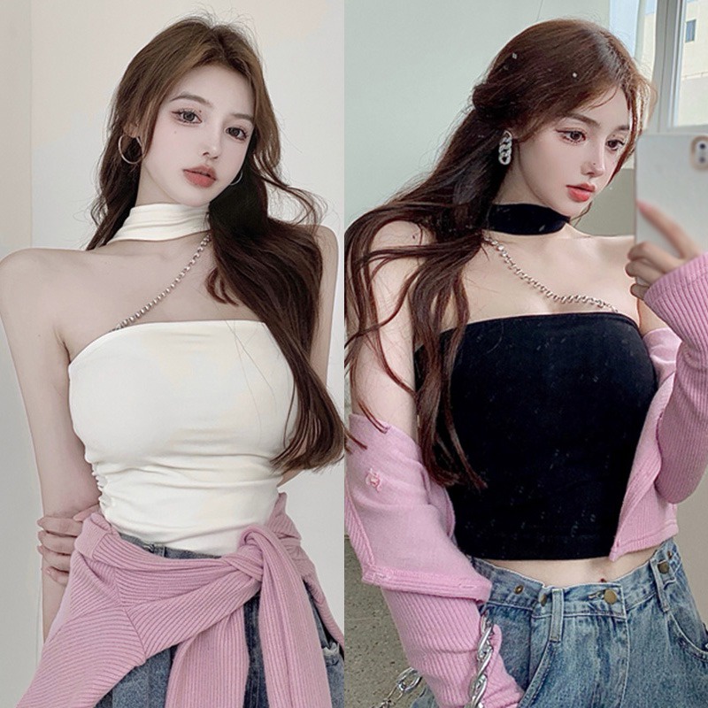 Áo ống không tay màu sắc đơn giản thời trang Hàn Quốc cho nữ