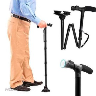 Gậy chống dành cho người già gấp gọn chống trượt có đèn pin -trusty cane
